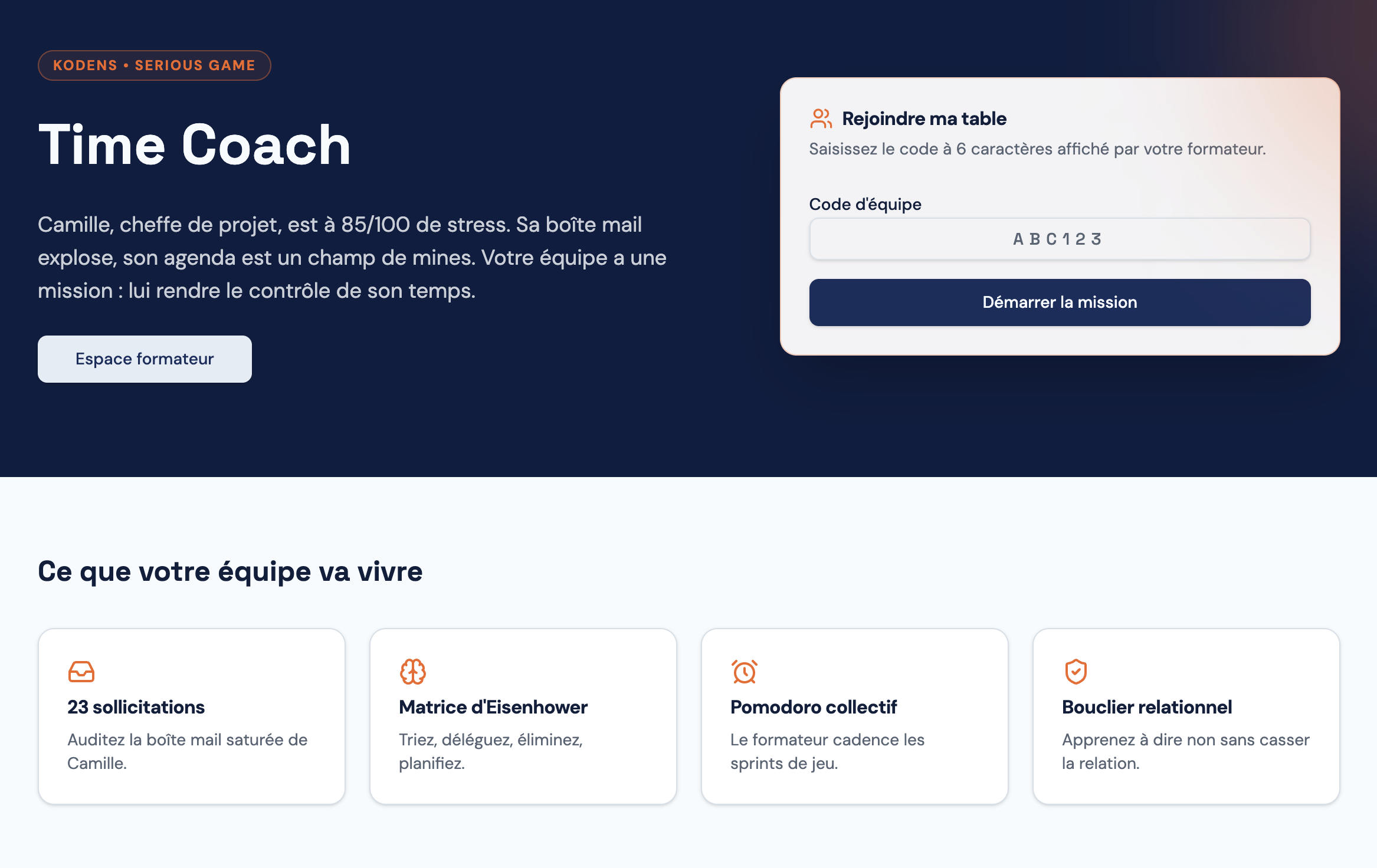 Visuel du serious game Time Coach